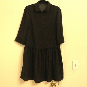 Tara Jarmon black shirtdress with teal stars